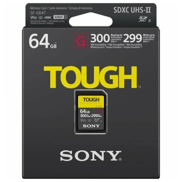 Карта памяти Sony SF-G Tough Series UHS-II SDXC 64 Гб R/W 300/299 МБ/с SF-G64