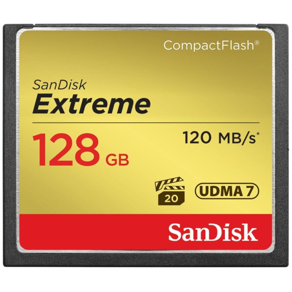Карта памяти SanDisk Extreme CompactFlash UDMA7 128 Гб R/W 120/85 МБ/с SDCFXSB-128G-G46