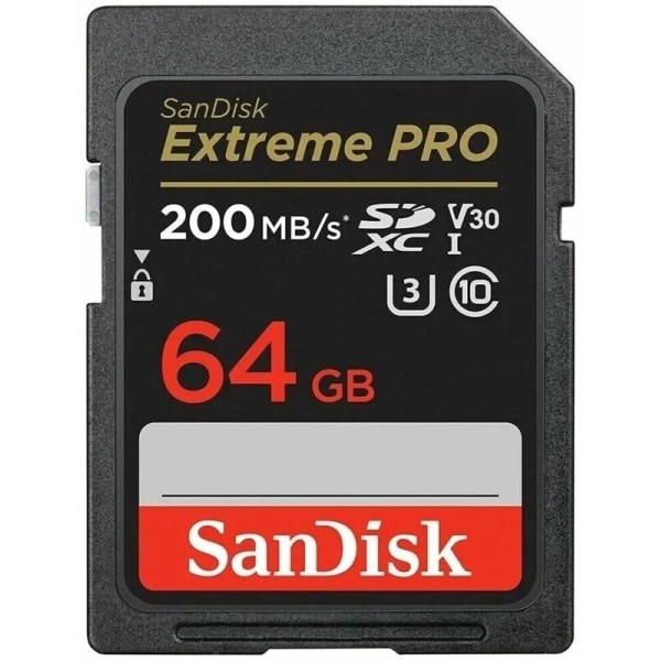 Карта памяти SanDisk Extreme Pro SDXC UHS-I V30 64 Гб R/W 200/90 МБ/с SDSDXXU-064G-GN4IN