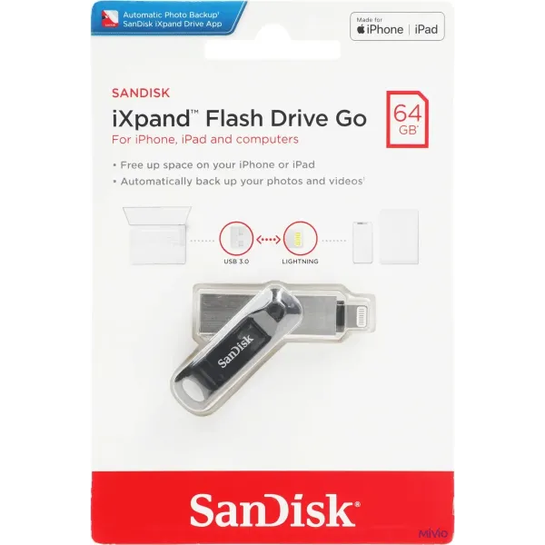 Флешка SanDisk iXpand GO 128ГБ Silver/Black