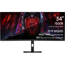 Монитор Xiaomi Curved Gaming Monitor 34 G34WQ, 3440x1440, VA, 180Гц, 2хHDMI, 2хDP, изогнутый, черный