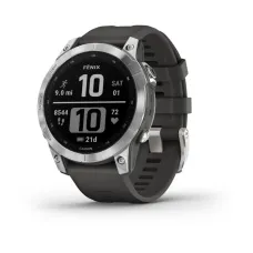Смарт-часы Garmin Fenix 7, 47 мм, Bluetooth, Silver With Graphite Band, Серебристый с графитовым браслетом