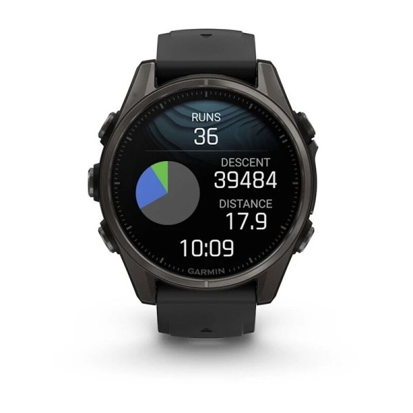 Смарт-часы Garmin Fenix 8, 47 мм, Bluetooth, AMOLED Slate Gray Black Silicone Band, графитово-серый с черным силиконом