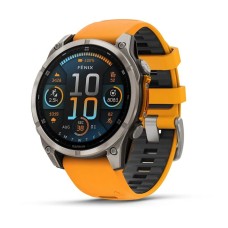 Смарт-часы Garmin Fenix 8, 47 мм, Bluetooth, Amoled Sapphire Titanium Orange, титановый серый с оранжевым