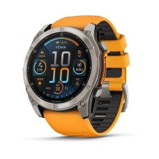 Смарт-часы Garmin Fenix 8, 51 мм, Bluetooth, Amoled Sapphire Titanium Spark Orange, титановый серый с оранжевым