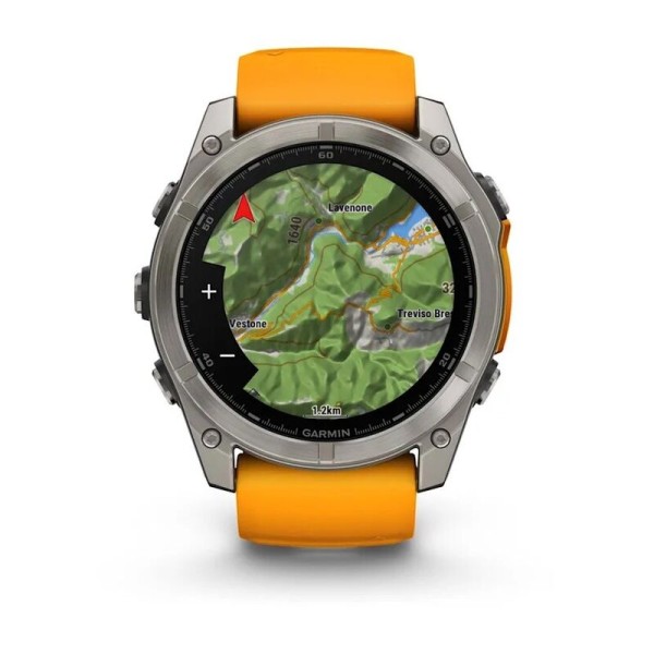 Смарт-часы Garmin Fenix 8, 51 мм, Bluetooth, Amoled Sapphire Titanium Spark Orange, титановый серый с оранжевым
