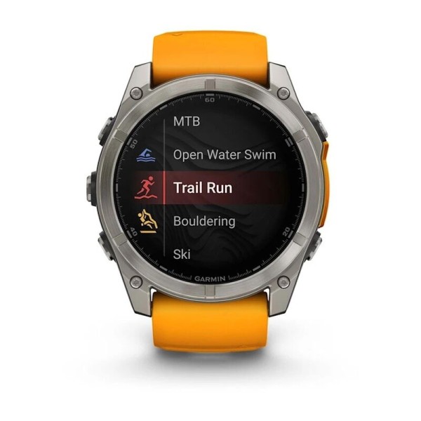 Смарт-часы Garmin Fenix 8, 51 мм, Bluetooth, Amoled Sapphire Titanium Spark Orange, титановый серый с оранжевым