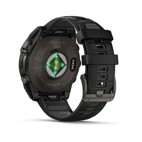 Смарт-часы Garmin Fenix 8, 47 мм, Bluetooth, Solar Sapphire Titanium Carbon Gray, титановый угольно-серый с солнечной зарядкой