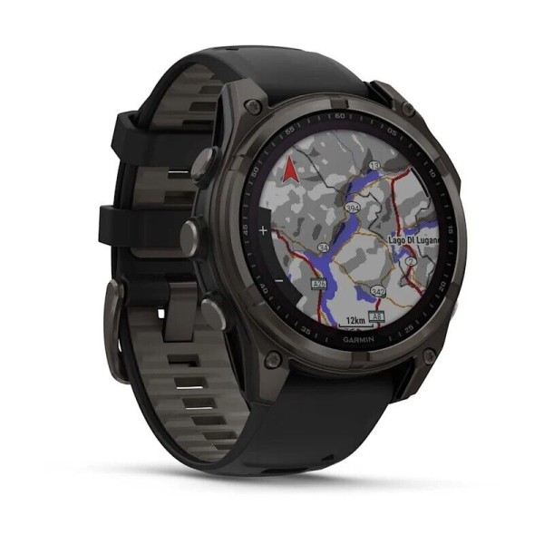 Смарт-часы Garmin Fenix 8, 47 мм, Bluetooth, Solar Sapphire Titanium Carbon Gray, титановый угольно-серый с солнечной зарядкой