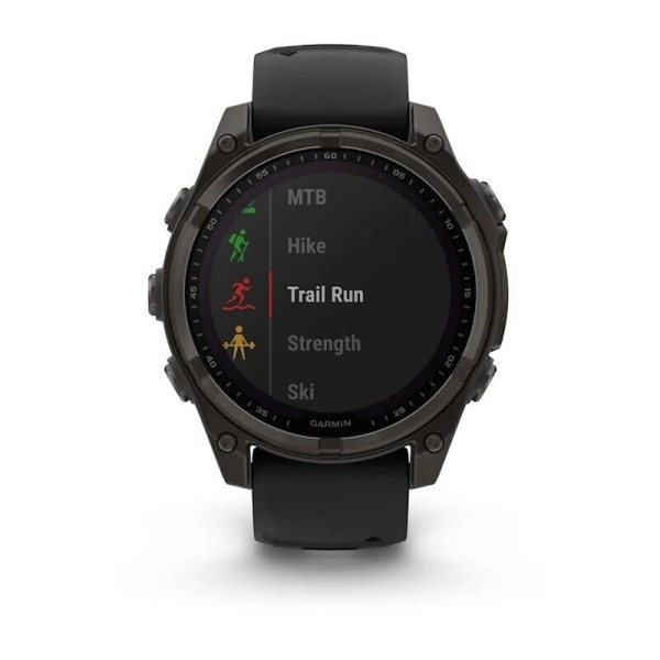 Смарт-часы Garmin Fenix 8, 47 мм, Bluetooth, Solar Sapphire Titanium Carbon Gray, титановый угольно-серый с солнечной зарядкой
