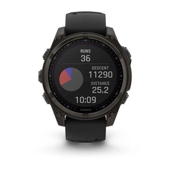 Смарт-часы Garmin Fenix 8, 47 мм, Bluetooth, Solar Sapphire Titanium Carbon Gray, титановый угольно-серый с солнечной зарядкой