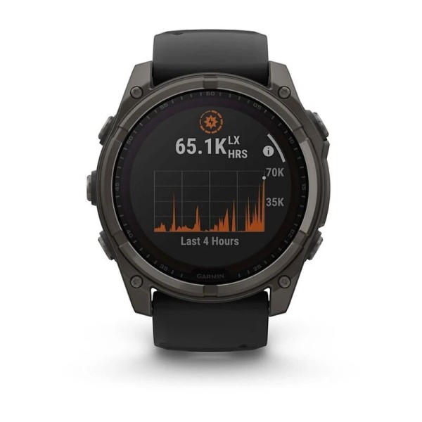 Смарт-часы Garmin Fenix 8, 51 мм, Bluetooth, Solar Sapphire Titanium Carbon Gray, титановый угольно-серый с солнечной зарядкой