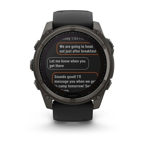 Смарт-часы Garmin Fenix 8, 51 мм, Bluetooth, Solar Sapphire Titanium Carbon Gray, титановый угольно-серый с солнечной зарядкой