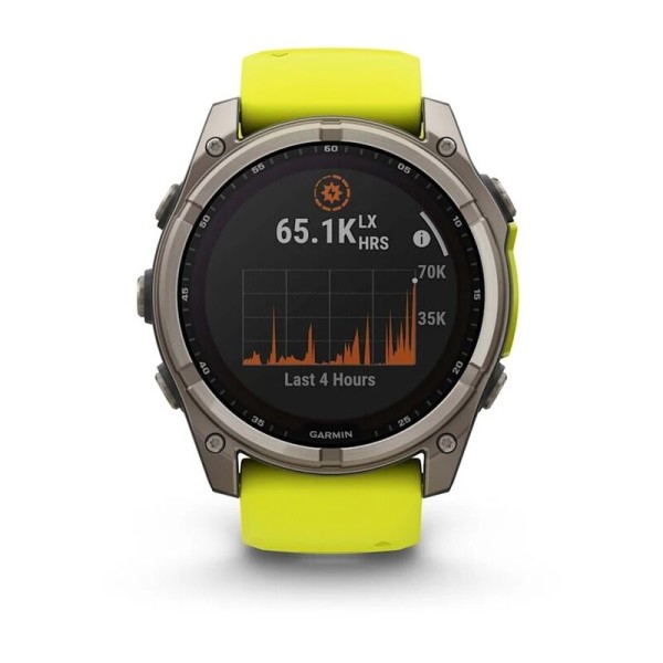 Смарт-часы Garmin Fenix 8, 51 мм, Bluetooth, Yellow/Graphite Silicone Band, желтый/серый