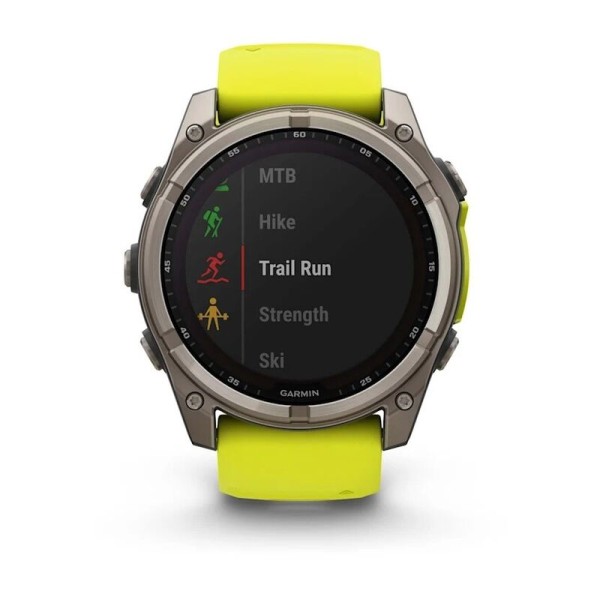 Смарт-часы Garmin Fenix 8, 51 мм, Bluetooth, Yellow/Graphite Silicone Band, желтый/серый