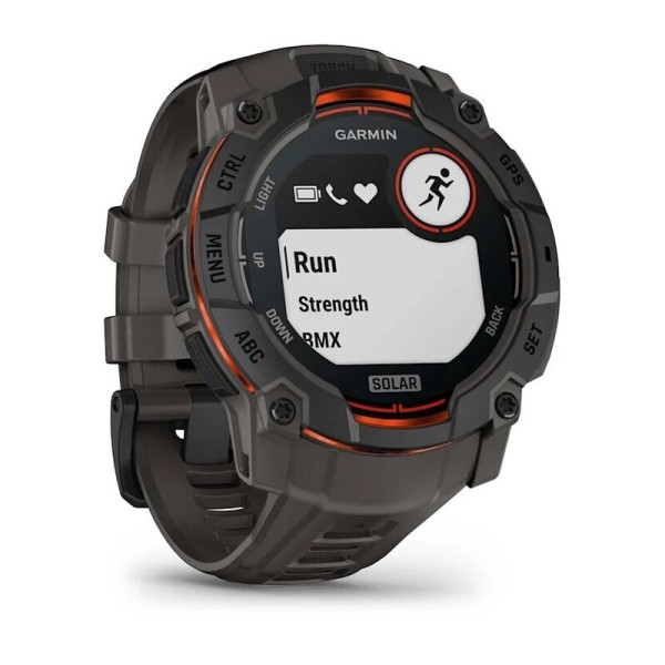 Смарт-часы Garmin Instinct 3 Solar, 50 мм, Bluetooth, Black with Charcoal Band, Черный с угольным ремешком