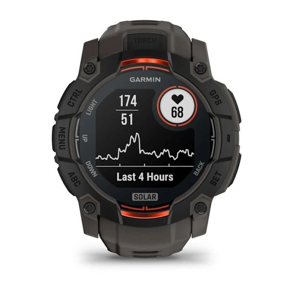 Смарт-часы Garmin Instinct 3 Solar, 50 мм, Bluetooth, Black with Charcoal Band, Черный с угольным ремешком