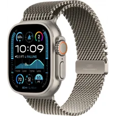 Смарт-часы Apple Watch Ultra 2 2024, 49 мм, LTE, Natural Titanium Case with Natural Titanium Milanese Loop (L), серый титан с серым титановым ремешком