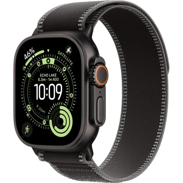 Смарт-часы Apple Watch Ultra 3, 49 мм, M/L, LTE, Black Titanium, титан черный с черно-угольным ремешком Trail Loop
