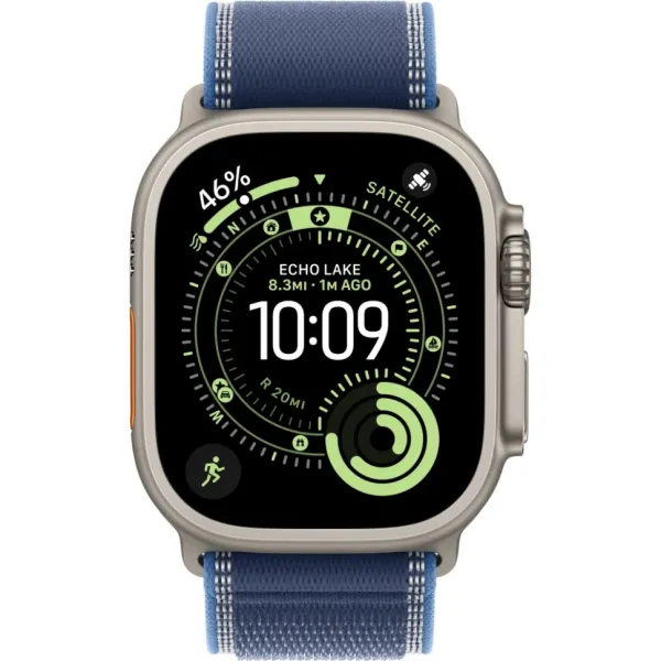 Смарт-часы Apple Watch Ultra 3, 49 мм, S/M, LTE, Natural Titanium, титан натуральный с сине-голубым ремешком Trail Loop